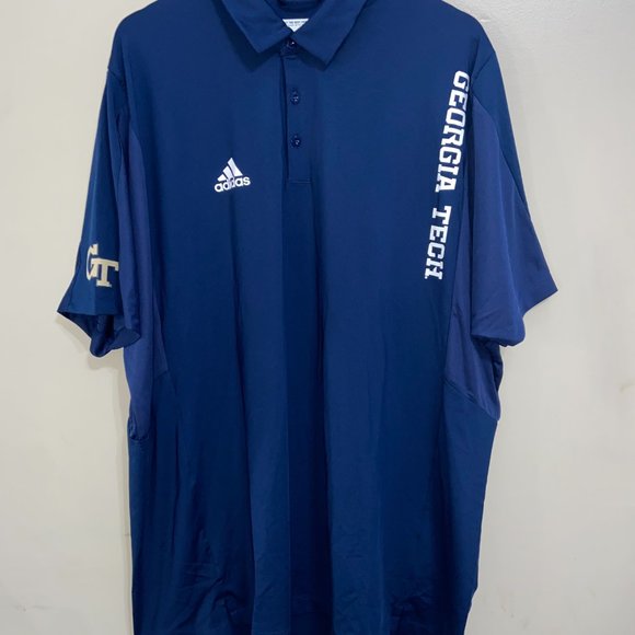 Adidas Georgia Tech Yellow Jackets Team Issue Polo Shirt Aeroready Mens NEW - Picture 2 of 12